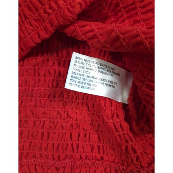 A New Day Red Smocked Crop Top L NWT Elastic Strap Summer Blouse. - Picture 4 of 6
